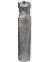 Roland Mouret - Pleated Lame Jacquard Bustier Gown - Lyst