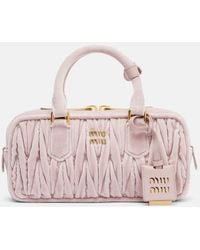 Miu Miu - Arcadie Matelasse Suede Top-Handle Bag - Lyst