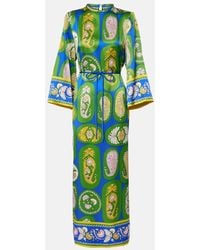 ALÉMAIS - Printed Silk Satin Maxi Dress - Lyst