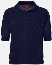 Gucci - Gg Pointelle Silk And Cotton Polo Shirt - Lyst
