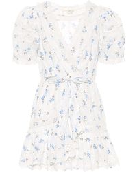 LoveShackFancy Minikleid Belen aus Bauwolle - Blau