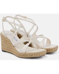 Jimmy Choo - Ayla 85 Leather Espadrille Wedges - Lyst