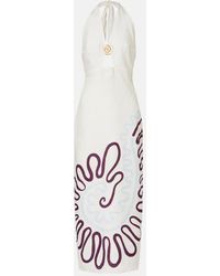 Cala De La Cruz - Bedrucktes Maxikleid Clara Aus Leinen - Lyst