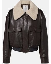 Brunello Cucinelli - Shearling-Trimmed Leather Bomber Jacket - Lyst
