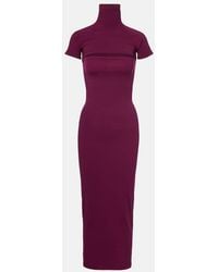 Alaïa - Second-Skin Jersey Midi Dress - Lyst