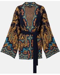 Etro - Jacquard Cotton-Blend Wrap Cardigan - Lyst