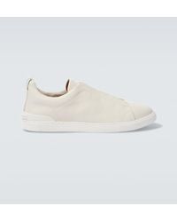 ZEGNA - Deerskin Triple Stitchtm Sneakers - Lyst