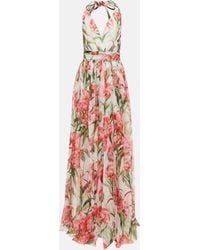 Dolce & Gabbana - Robe longue en soie a fleurs - Lyst