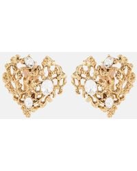 Oscar de la Renta - Coral Heart Embellished Clip-On Earrings - Lyst