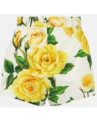 Dolce & Gabbana - Shorts a vita alta in cotone con stampa - Lyst