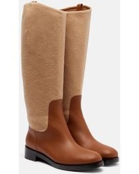 Max Mara - Cavaliere Leather And Wool Knee-High Boots - Lyst
