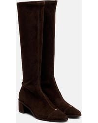 Tory Burch - Cap-Toe 55 Suede Knee-High Boots - Lyst