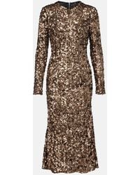 Dolce & Gabbana - Midikleid Mit Pailletten - Lyst