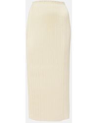 Vince - Pleated Satin Midi Skirt - Lyst