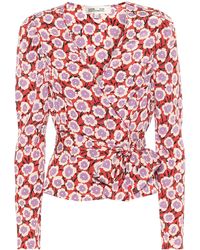 Diane von Furstenberg Wickeltop Alexia aus Seide - Mehrfarbig