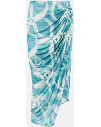 Louisa Ballou - Coastline Printed Midi Skirt - Lyst