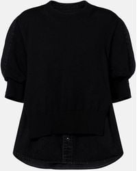 Sacai - Layered Cotton-Blend Sweater - Lyst