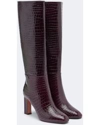 Aquazzura - Sellier Croc-Effect Leather Knee-High Boots - Lyst