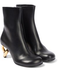 Damen Schuhe Stiefel Stiefel mit Keilabsatz JW Anderson Leder Ankle Boots Chain aus Leder in Schwarz 