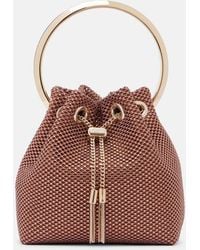 Jimmy Choo - Bon Bon Small Embellished Satin Bucket Bag - Lyst