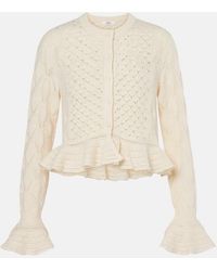 Chloé - Ruffled Cotton, Wool, And Silk Cardigan - Lyst