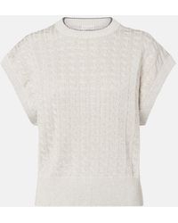Brunello Cucinelli - Cable-Knit Cotton-Blend Sweater - Lyst