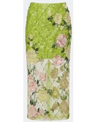 La Fuori - Rose Geo Garden Embellished Midi Skirt - Lyst
