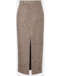 Brunello Cucinelli - Wool And Silk-Blend Midi Skirt - Lyst