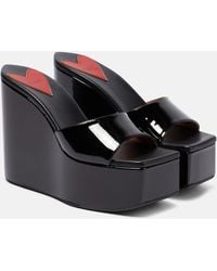 Alaïa - Patent Leather Platform Wedge Mules - Lyst