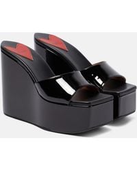 Alaïa - Patent Leather Platform Wedge Mules - Lyst