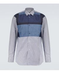 Comme des Garçons Long-sleeved Cotton Patchwork Shirt - Blue