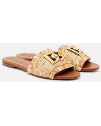Dolce & Gabbana - Dg Raffia-Effect Slides - Lyst
