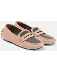 Brunello Cucinelli - Monili Suede Driving Shoes - Lyst
