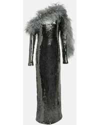 ‎Taller Marmo - Garbo Disco Feather-trimmed Sequined Gown - Lyst