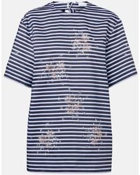Rabanne - Embellished Striped Cotton Jersey T-Shirt - Lyst