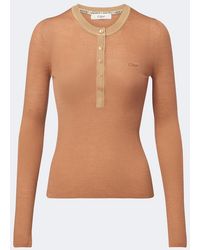 Chloé - Ribbed-Knit Wool Henley Shirt - Lyst