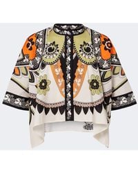 La DoubleJ - Foulard Printed Cropped Cotton Shirt - Lyst
