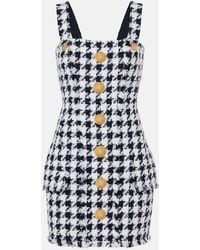 Balmain - Robe En Tweed A Motif Pied-De-Poule - Lyst