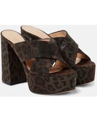 Gianvito Rossi - Leopard-Print Lame Platform Mules - Lyst