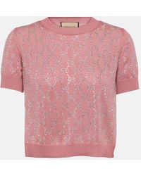 Gucci - Cropped-Top Crystal GG aus Wolle - Lyst
