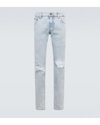 Dolce & Gabbana - Distressed Slim-fit Jeans - Lyst