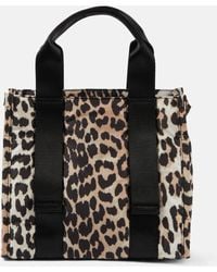 Ganni - Small Leopard-print Tote Bag - Lyst