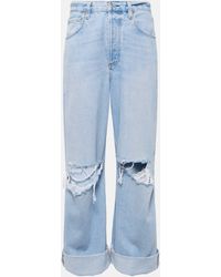 Citizens of Humanity - Ayla Distressed Mid-rise Wide-leg Jeans - Lyst