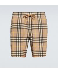 Burberry Checked Shorts - Natural