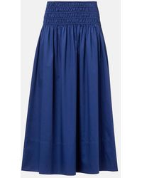 JOSEPH - Leonie Cotton Satin Midi Skirt - Lyst