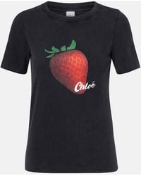 Chloé - Printed Cotton Jersey T-Shirt - Lyst