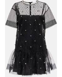 RED Valentino - Embellished Point D'esprit Tulle Minidress - Lyst