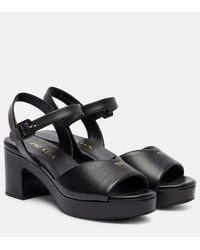 Prada - Leather Platform Sandals - Lyst