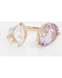 PERSÉE - Birthstone 18kt Gold Ring With Diamonds, Amethyst, And White Topaz - Lyst