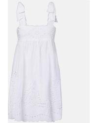 Juliet Dunn - Broderie Anglaise Scalloped Cotton Minidress - Lyst